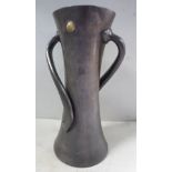 An early 20thC Arts & Crafts Tudric Pewter vase of waisted form,