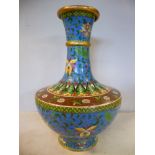 A late 19th/early 20thC Chinese cloisonne footed vase of squat, bulbous form,