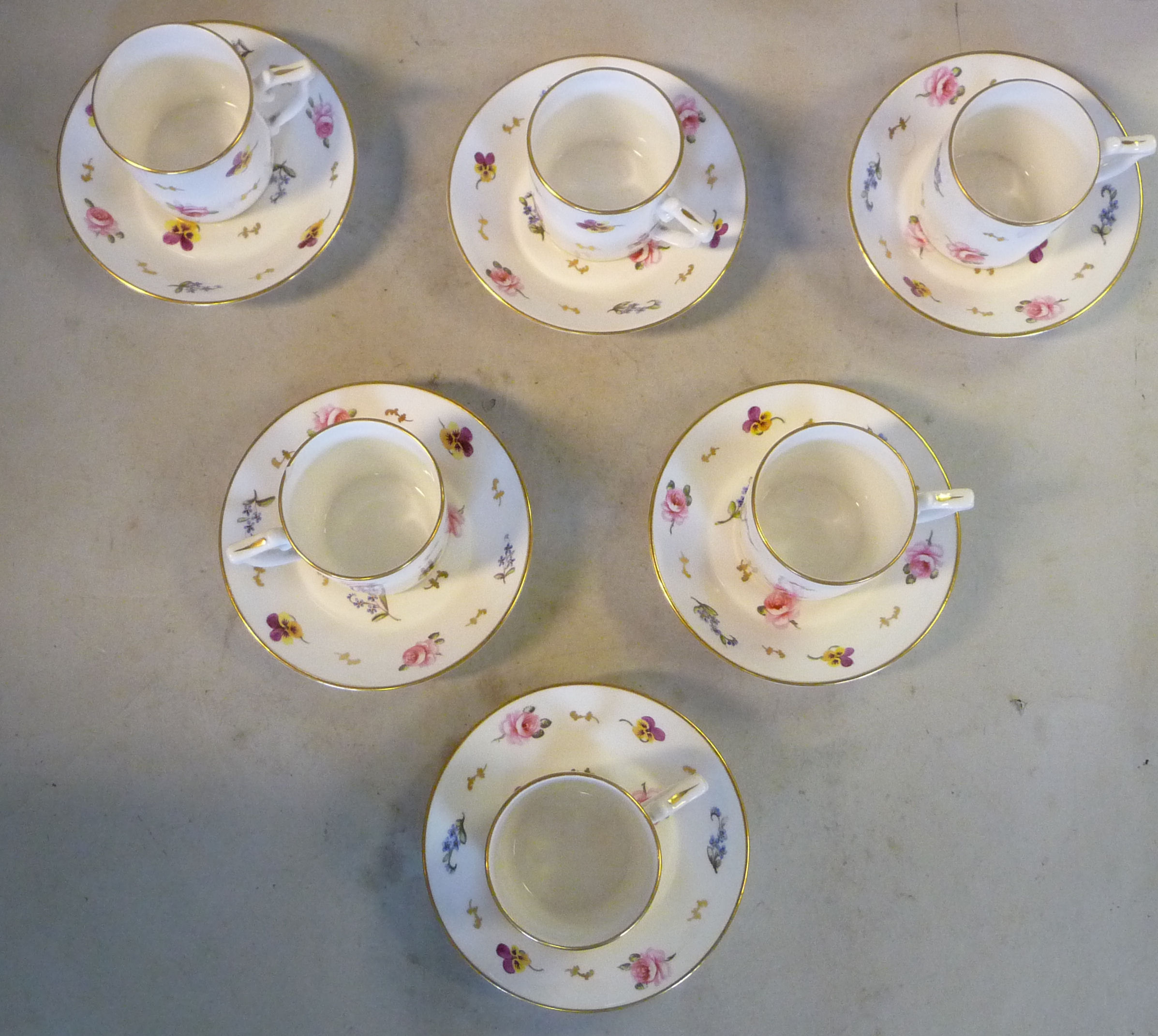 A set of six Derby, Stevenson & Hancock china coffee cans and saucers, - Image 8 of 12