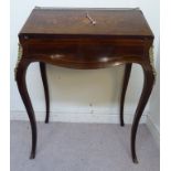 A late 19thC Louis XV style rosewood and gilt metal mounted bureau-de-dame with satinwood string