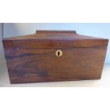 A Regency rosewood tea casket of sarcophagus form,