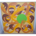Ron Waddams - 'Green-Ball Game' acrylic on board bears a signature & dated 1982 48'' x 49''
