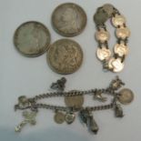 Silver and silver coloured metal items, viz.