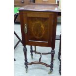 An Edwardian satinwood inlaid mahogany single door bedside cabinet,