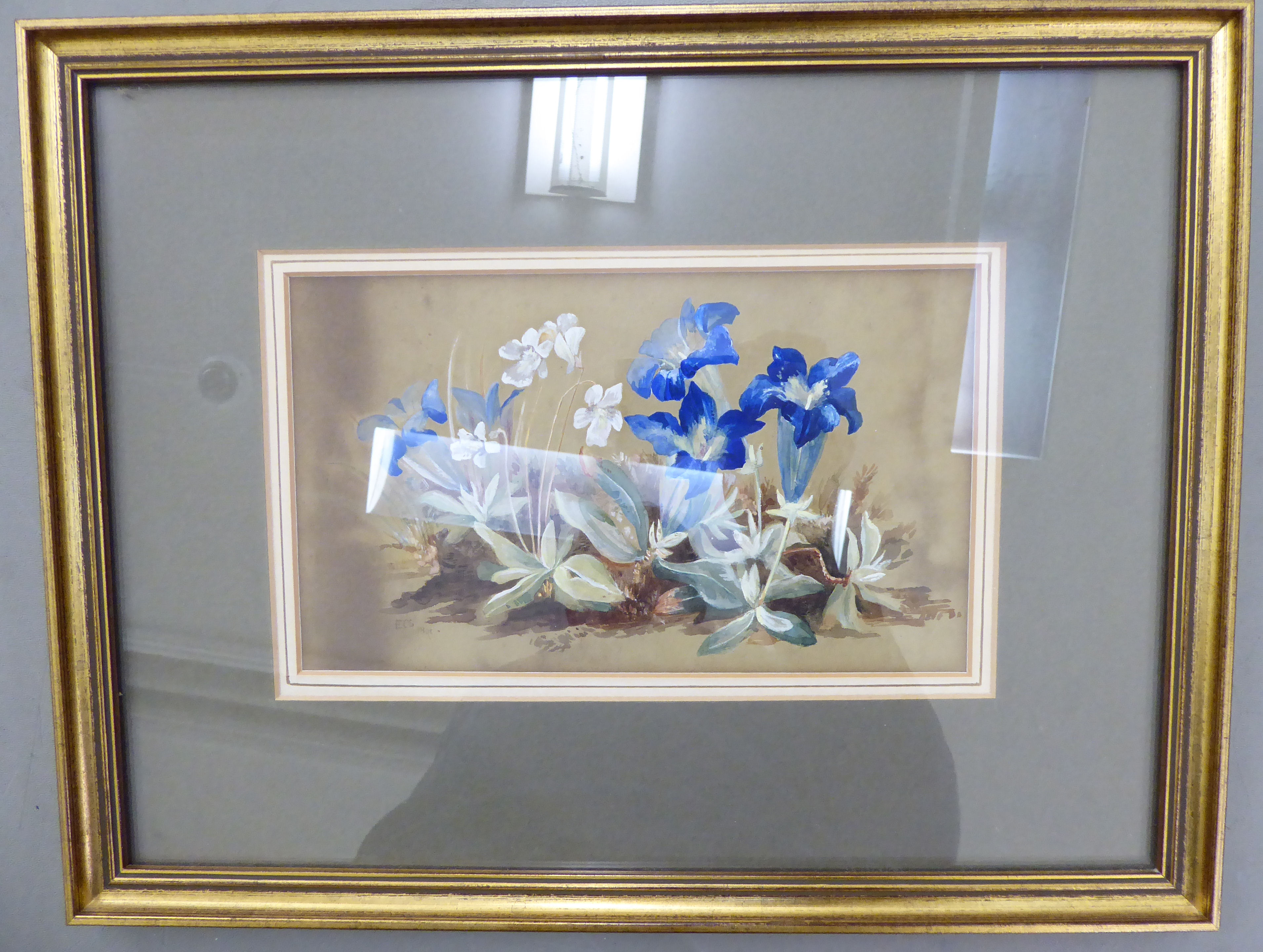 Late 19thC British School - a floral study watercolour bears initials ECS & dated 1890 5'' x 8.