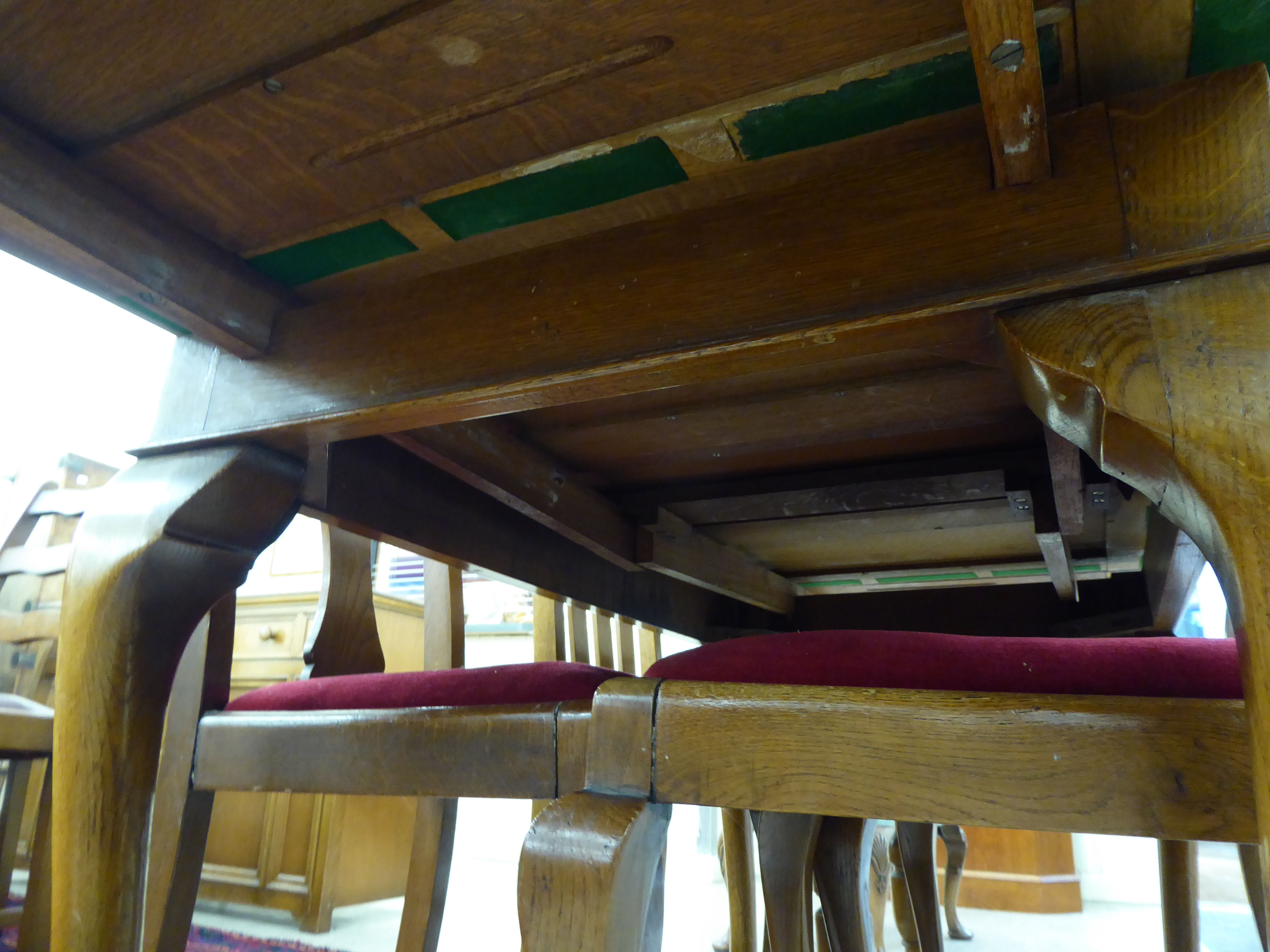 A 1930s oak draw leaf dining table, - Image 3 of 3