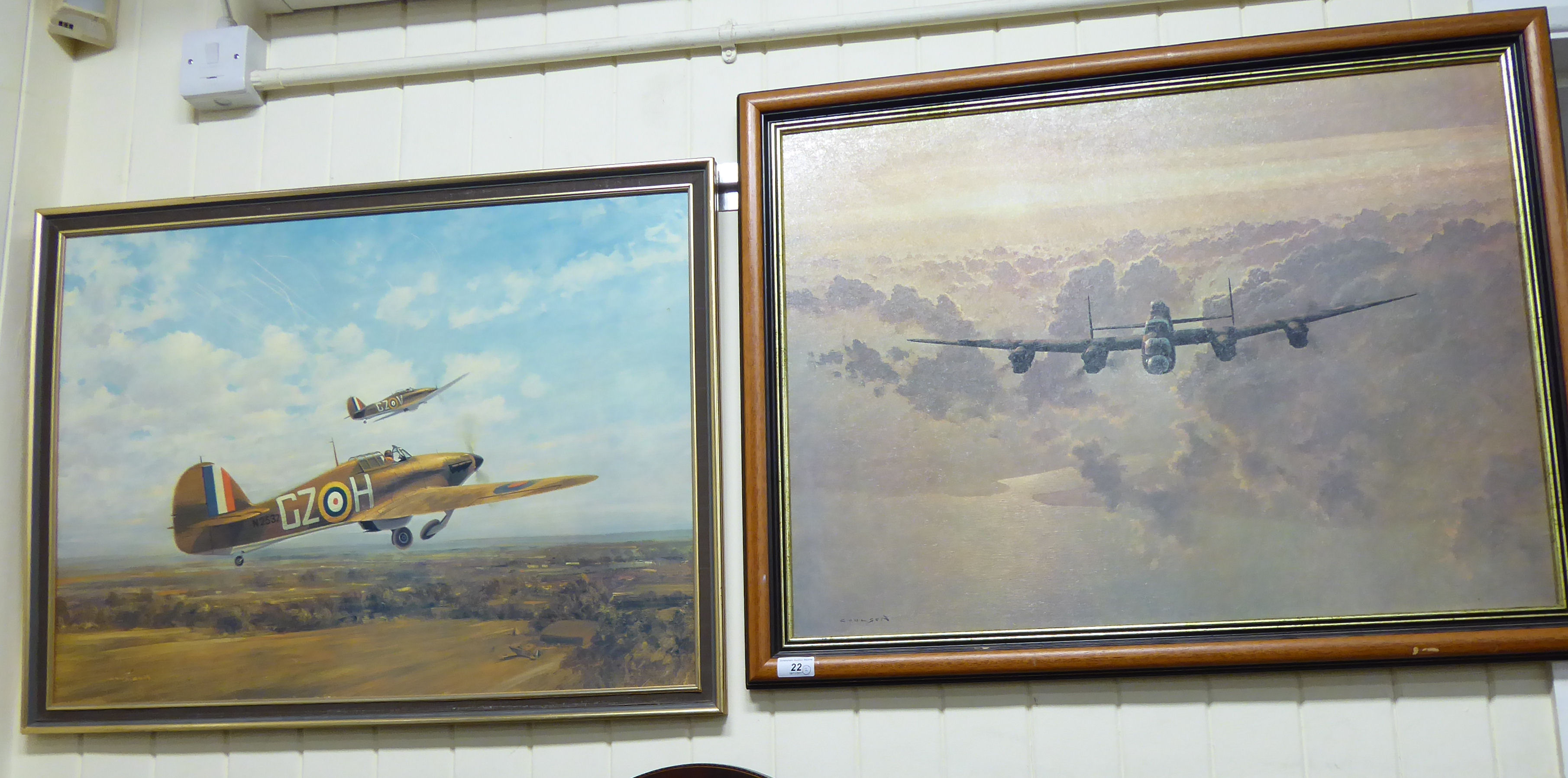 Coulson - two military aviation studies coloured prints 22'' x 28'' & 20'' x 28'' framed