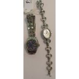 Two ladies Seiko stainless steel cased bracelet wristwatches,