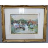 Edward B Lait - 'Crossing the Ford' watercolour bears a signature 7'' x 10'' framed T0S8