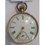 A Pacific 9ct gold cased pocket watch with engine turned decoration,