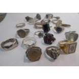 White metal, other jewellery and items of personal ornament: to include mainly rings,