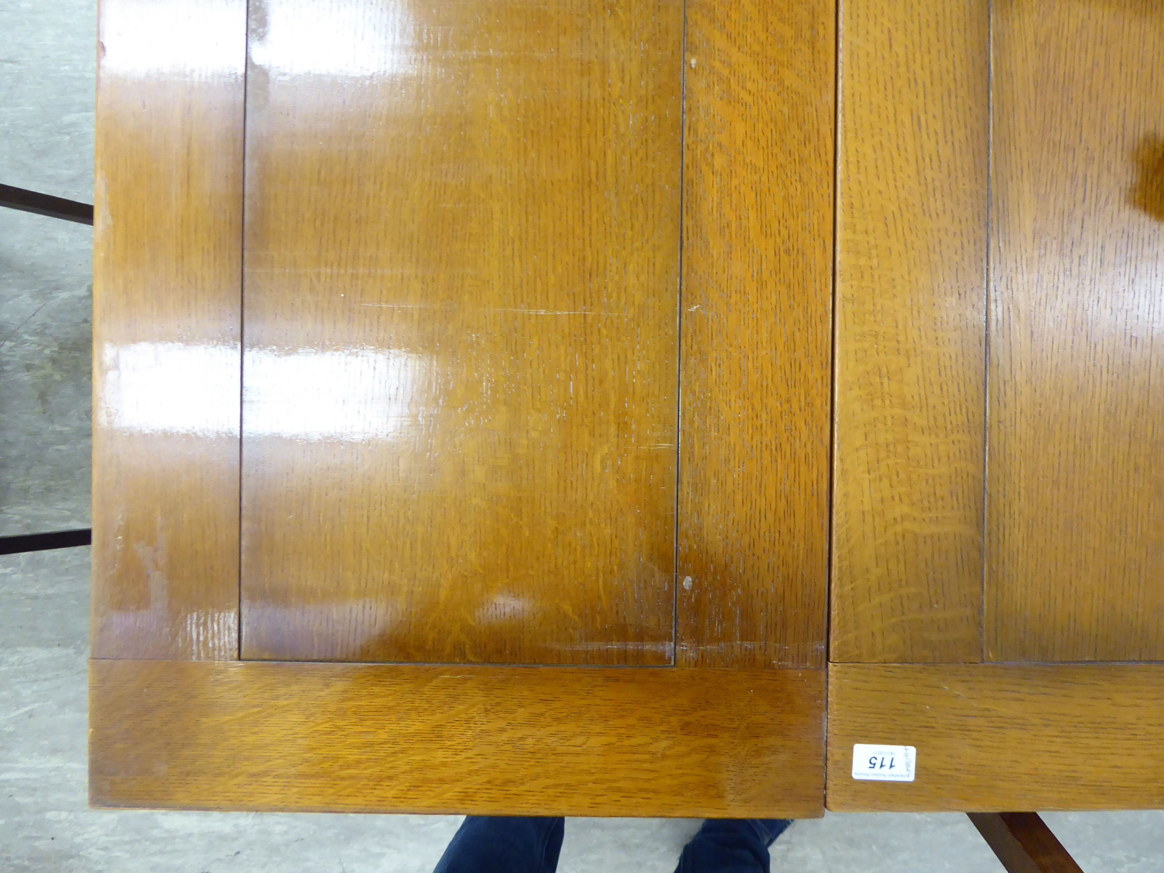 A 1930s oak draw leaf dining table, - Image 2 of 3