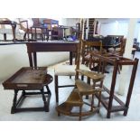 Small furniture: to include a 1930s oak hallstand with three divisions,