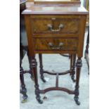 An Edwardian satinwood and ebony inlaid mahogany bedside chest, comprising two drawers,