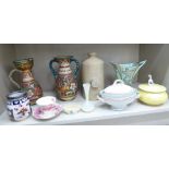 Decorative ceramics and glassware: to include a Carlton Ware yellow lustre glazed powder bowl and