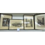 Hy G Webb - nine studies of ancient British buildings etchings bearing pencil signatures 6.