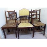 Six William IV and later mahogany and other framed chairs: to include an Edwardian elbow chair,