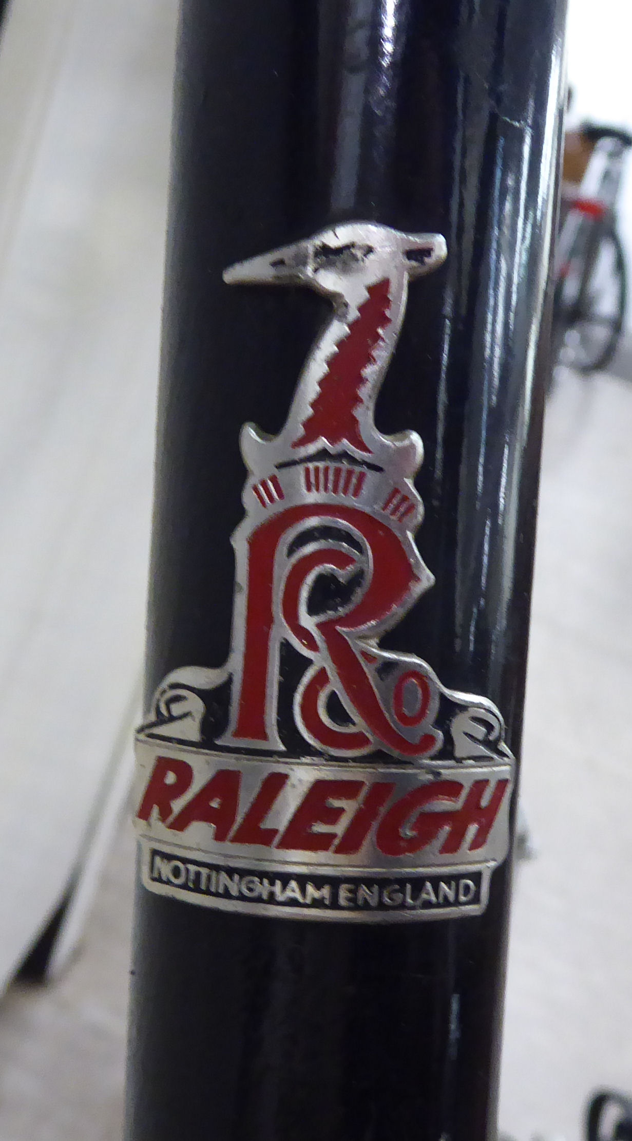 A gentleman's Raleigh Record racing bicycle, in black with drop handlebars, - Image 2 of 3