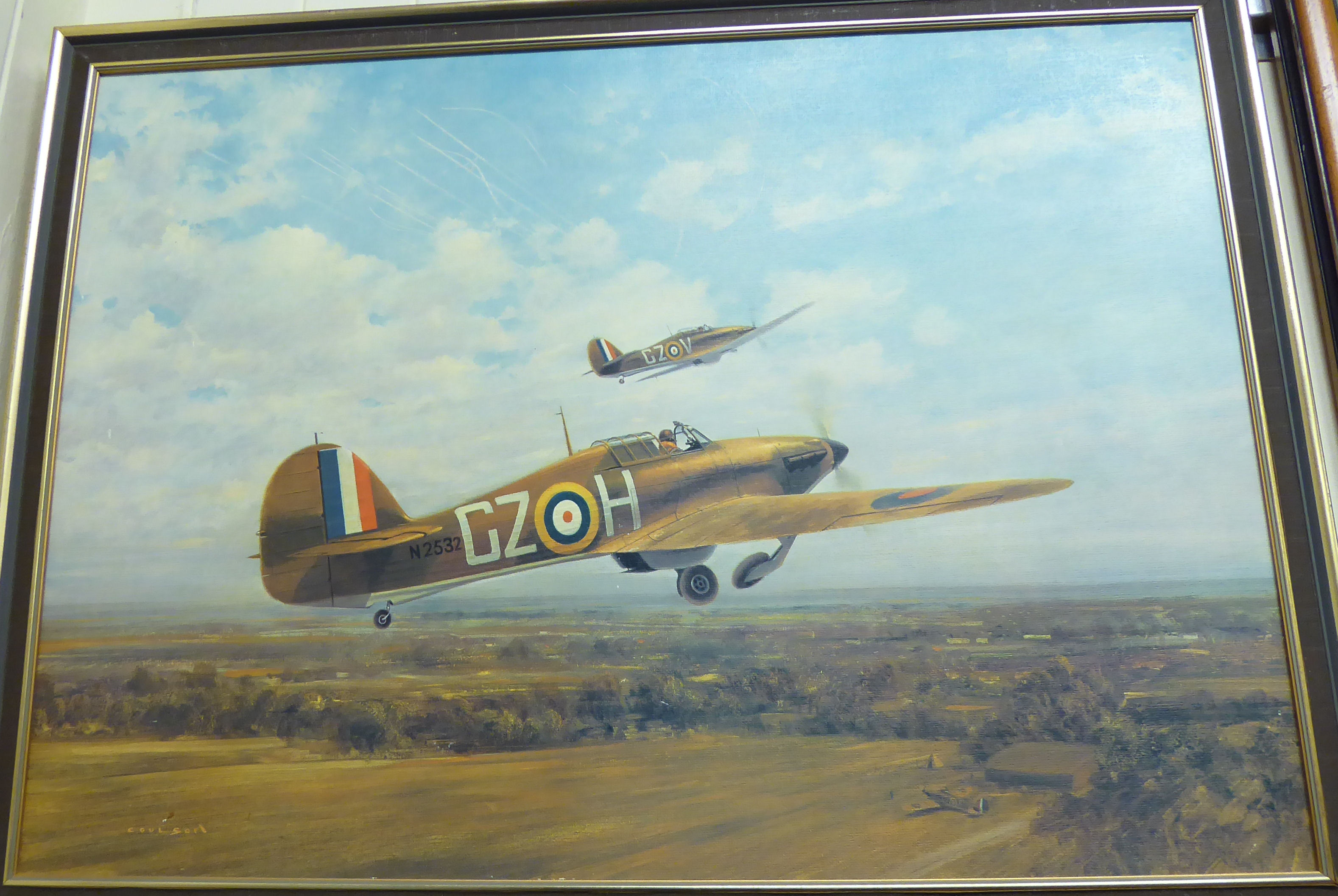 Coulson - two military aviation studies coloured prints 22'' x 28'' & 20'' x 28'' framed - Image 2 of 3