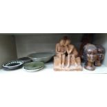 A mixed lot: to include native carved and other wooden sculptures, viz. two busts 7.