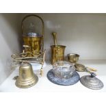 19thC and later metalware: to include a brass cased coffee dispenser with a bone tap handle 18''h