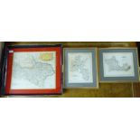 A twin handled tray with a Robert Morden North Riding of Yorkshire map set behind glass 18'' x