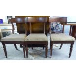 Three similar early 19thC mahogany framed bar back dining chairs,