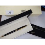 A Mont Blanc ballpoint pen, in black casing with a presentation box,