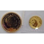 A 1/20 02 gold coin; and a Queen Elizabeth II,