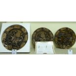 Three similar Channel Tunnel Products Ltd composition bronze effect plaques 9''dia T08