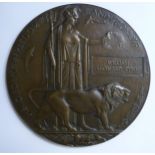 A Great War cast bronze memorial plaque,