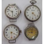 Four early 20thC silver cased watches with mixed dials 11