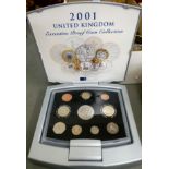 The Royal Mint 2001 executive proof coin collection cased CS