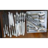 Silver plated cutlery and flatware with decoratively cast handles RAF