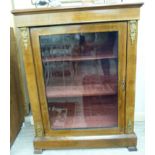 A late Victorian walnut and marquetry side cabinet with gilt metal mounts,