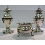 A pair of silver pedestal vase design pepper pots,
