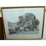 William Russell Flint - a Mediterranean city scene with figures and buildings coloured print
