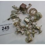 A silver charm bracelet,