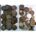 An uncollated collection of British coins: to include Victorian pennies S