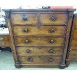 An early 19thC Scottish design mahogany dressing chest with two short/four graduated long drawers,