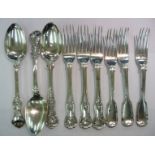 19thC silver flatware, viz.