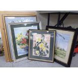 Pictures: to include Ann Plested - a still life study of flowers watercolour bears a signature