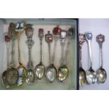 Silver and white metal souvenir spoons with enamelled terminals CS