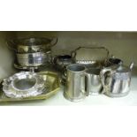 Victorian and later silver plated tableware: to include a bi-coloured shallow dish 8''dia
