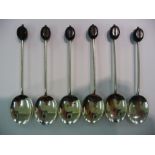 A set of six silver bean terminal coffee spoons,