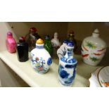 Ten modern Oriental china and glass snuff bottles OS3