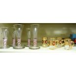Five 19thC conical cottontwist glasses and four Bohemian miniature tankard liqueur glasses OS2