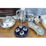 Silver plate: to include an entree dish and cover with cast bead ornament,