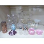 Domestic and decorative Art Glass: to include a Top-Glass scent bottle 3''h SL