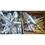 Silver plated cutlery and flatware: to include fish knives and forks,